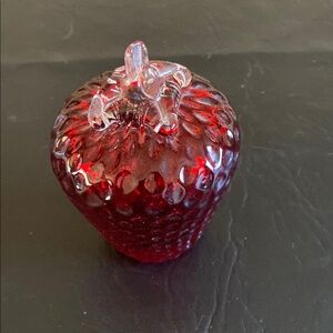 Elegant Red Glass Strawberry Figurine